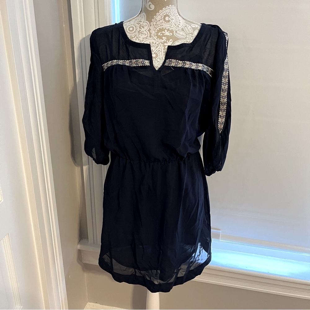 Gap size medium dress navy blue with lining long sleeve